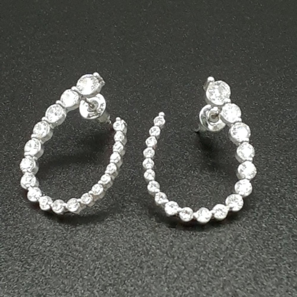 Rhinestone Crystal Curve Earrings NWOT